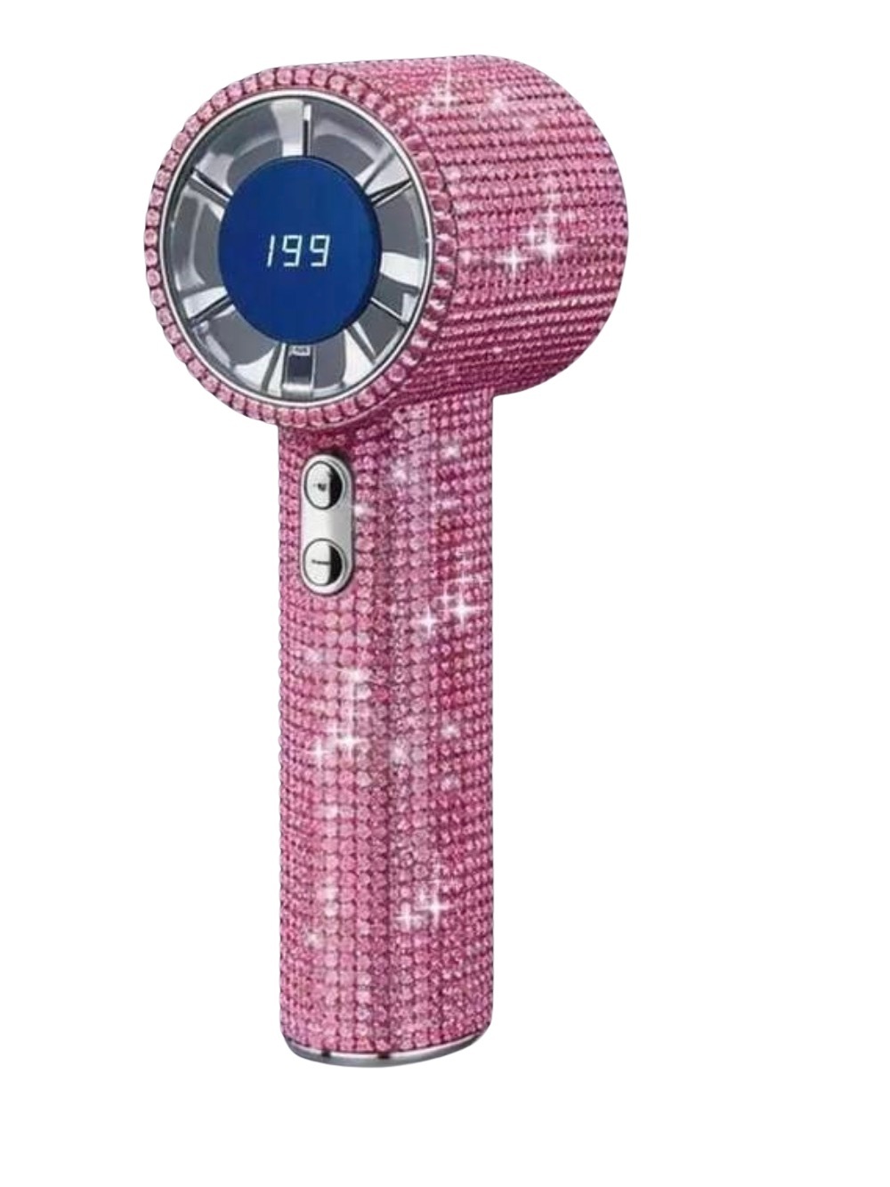 Bling Handheld Mini Fan Rhinestone Portable Fan 199 Speed Digital Display - Picture 6 of 9